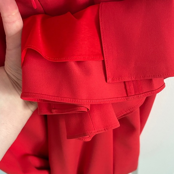 H by Halston Red Orange Maxi Dress Cutout Back Flutter Cape Sleeves Size 4 - Picture 12 of 12